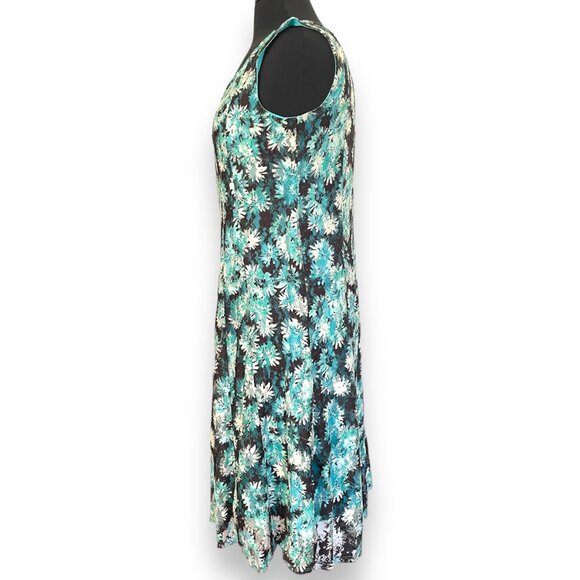 Perceptions New York Sleeveless Turquoise Floral Lace Dress Size Medium - Picture 2 of 5
